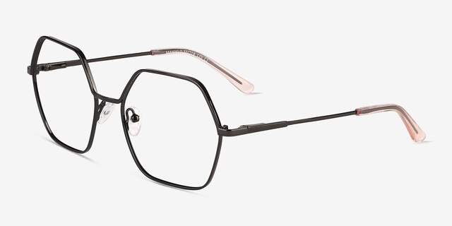 Mayfield Shiny Black MetalEyeglass Frames from EyeBuyDirect, Angle View