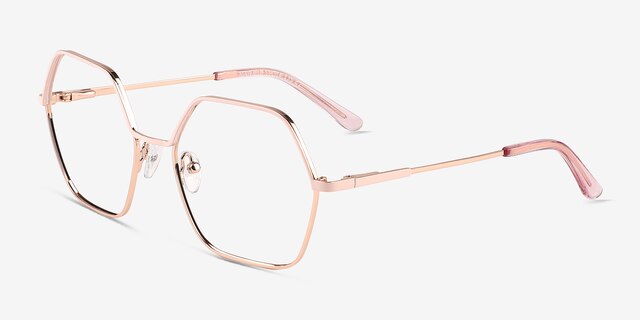 Mayfield Shiny Rose Gold MetalEyeglass Frames from EyeBuyDirect, Angle View