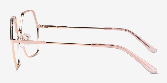 Mayfield Shiny Rose Gold MetalEyeglass Frames from EyeBuyDirect, Side View