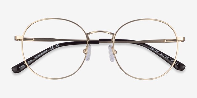 Spatter Matte Gold MetalEyeglass Frames from EyeBuyDirect, Closed View
