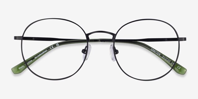 Spatter Matte Black MetalEyeglass Frames from EyeBuyDirect, Closed View