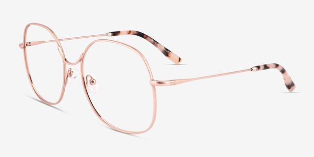 Wilbur Rose Gold MetalEyeglass Frames from EyeBuyDirect, Angle View