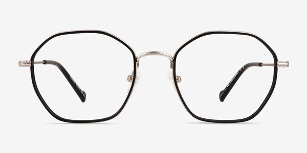 Frances Matte Silver Black Metal Eyeglass Frames