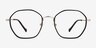 Frances Matte Silver Black MetalEyeglass Frames from EyeBuyDirect, Front View