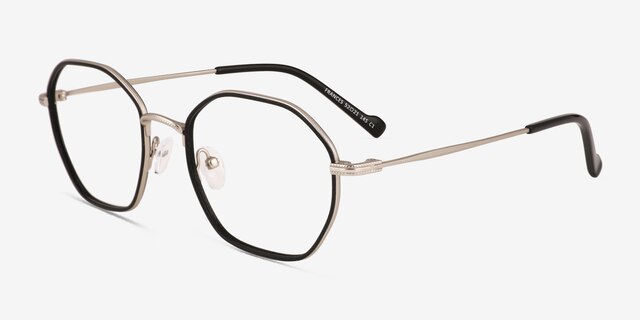 Frances Matte Silver Black MetalEyeglass Frames from EyeBuyDirect, Angle View