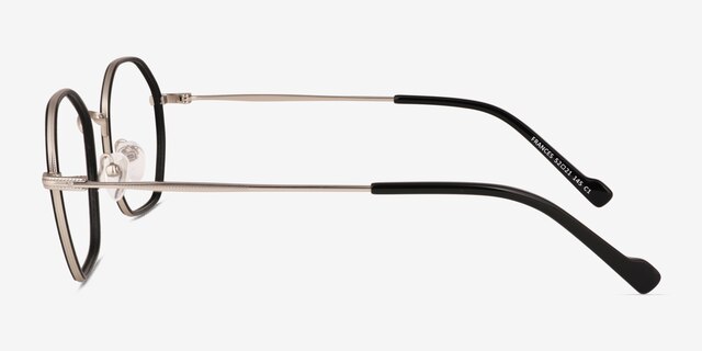 Frances Matte Silver Black MetalEyeglass Frames from EyeBuyDirect, Side View