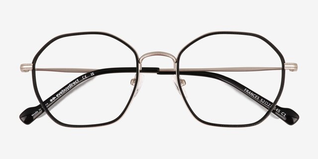 Frances Matte Silver Black MetalEyeglass Frames from EyeBuyDirect, Closed View