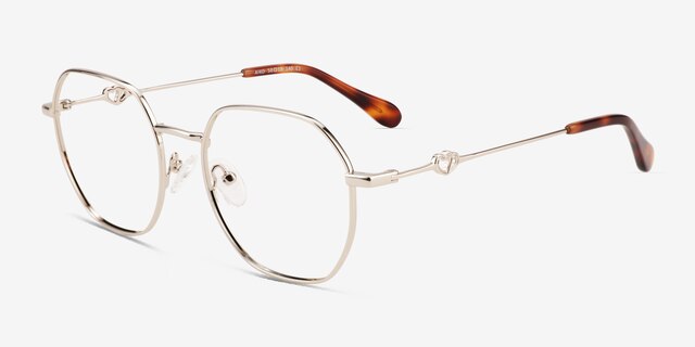 Aiko Shiny Gold MetalEyeglass Frames from EyeBuyDirect, Angle View