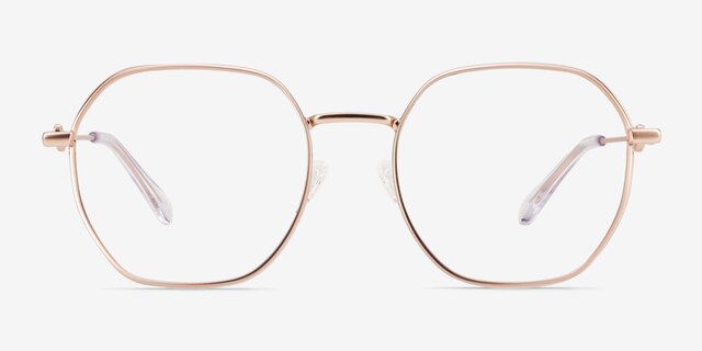 Aiko Matte Rose Gold MetalEyeglass Frames from EyeBuyDirect, Front View