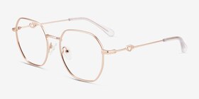 Aiko Matte Rose Gold Métal Montures de lunettes de vue d'EyeBuyDirect, Vue d'Angle