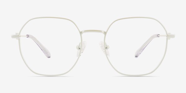 Aiko Pearly White Metal Eyeglass Frames