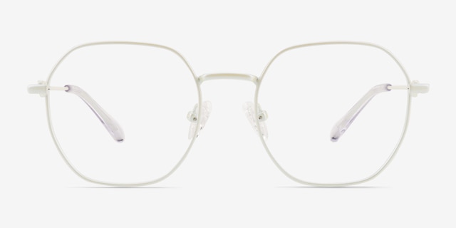 Aiko Pearly White MetalEyeglass Frames from EyeBuyDirect, Front View