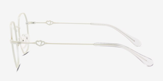 Aiko Pearly White MetalEyeglass Frames from EyeBuyDirect, Side View