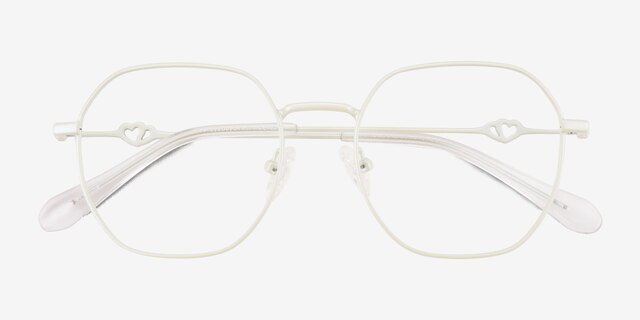 Aiko Pearly White MetalEyeglass Frames from EyeBuyDirect, Closed View