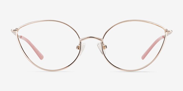 Trina Shiny Rose Gold MetalEyeglass Frames from EyeBuyDirect, Front View