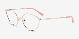 Trina Shiny Rose Gold Métal Montures de lunettes de vue d'EyeBuyDirect, Vue d'Angle