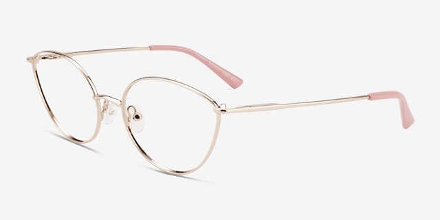 Trina Shiny Rose Gold MetalEyeglass Frames from EyeBuyDirect, Angle View