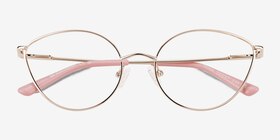 Trina Shiny Rose Gold Métal Montures de lunettes de vue d'EyeBuyDirect, Vue Rapprochée
