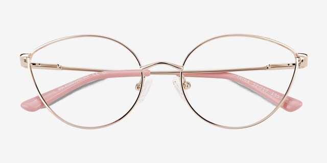 Trina Shiny Rose Gold MetalEyeglass Frames from EyeBuyDirect, Closed View