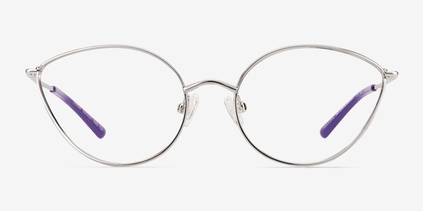 Trina Shiny Silver Metal Eyeglass Frames