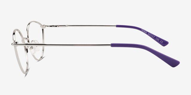 Trina Shiny Silver MetalEyeglass Frames from EyeBuyDirect, Side View