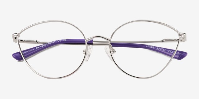 Trina Shiny Silver MetalEyeglass Frames from EyeBuyDirect, Closed View