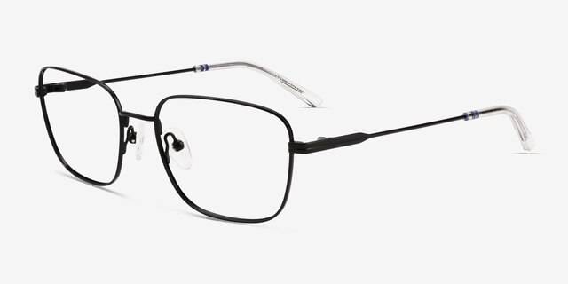 Manifest Shiny Black MetalEyeglass Frames from EyeBuyDirect, Angle View