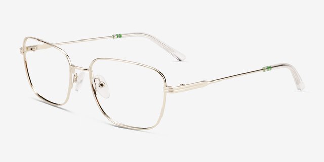 Manifest Shiny Gold MetalEyeglass Frames from EyeBuyDirect, Angle View