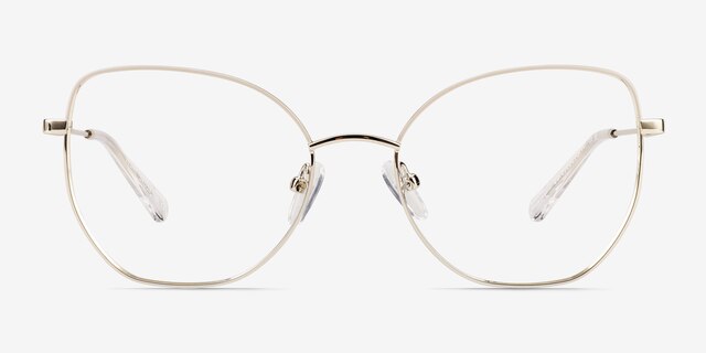 Desire Shiny Gold White MetalEyeglass Frames from EyeBuyDirect, Front View