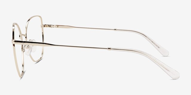Desire Shiny Gold White MetalEyeglass Frames from EyeBuyDirect, Side View
