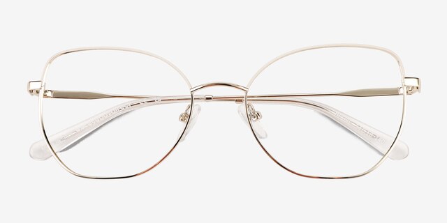 Desire Shiny Gold White MetalEyeglass Frames from EyeBuyDirect, Closed View