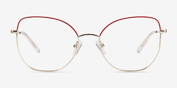 Desire Shiny Gold Red Métal Montures de lunettes de vue