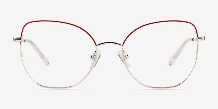 Desire Shiny Gold Red Metal Eyeglass Frames from EyeBuyDirect