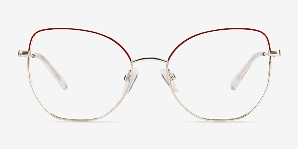 Desire Shiny Gold Red Métal Montures de lunettes de vue