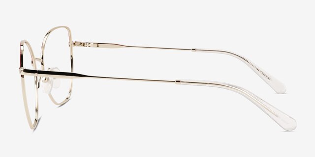 Desire Shiny Gold Red MetalEyeglass Frames from EyeBuyDirect, Side View