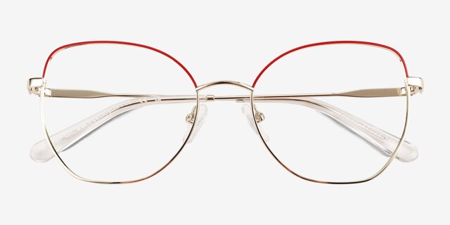 Desire Shiny Gold Red MetalEyeglass Frames from EyeBuyDirect, Closed View