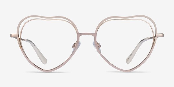 Philomena Shiny Gold White Métal Montures de lunettes de vue