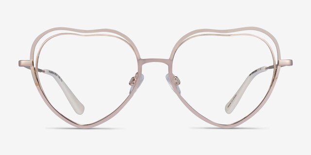 Philomena Shiny Gold White MetalEyeglass Frames from EyeBuyDirect, Front View