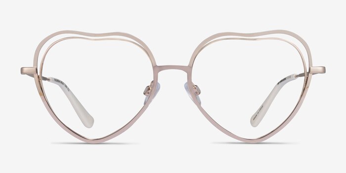 Philomena Shiny Gold White Metal Eyeglass Frames from EyeBuyDirect