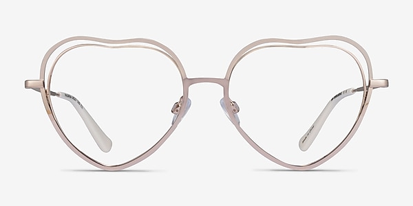 Philomena Shiny Gold White Metal Eyeglass Frames