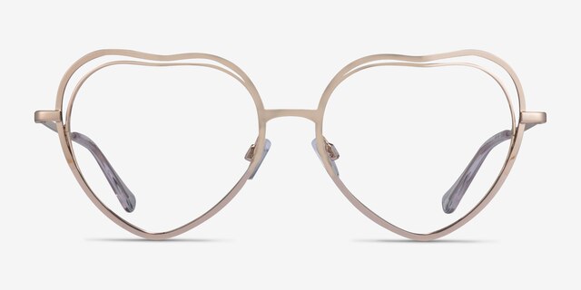 Philomena Shiny Gold MetalEyeglass Frames from EyeBuyDirect, Front View