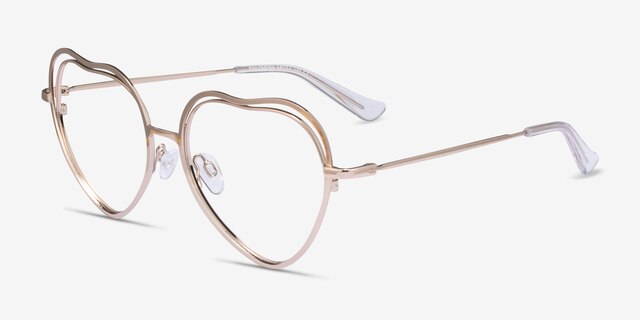 Philomena Shiny Gold MetalEyeglass Frames from EyeBuyDirect, Angle View