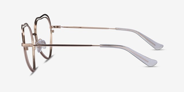 Philomena Shiny Gold MetalEyeglass Frames from EyeBuyDirect, Side View