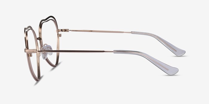 Philomena Shiny Gold Metal Eyeglass Frames from EyeBuyDirect