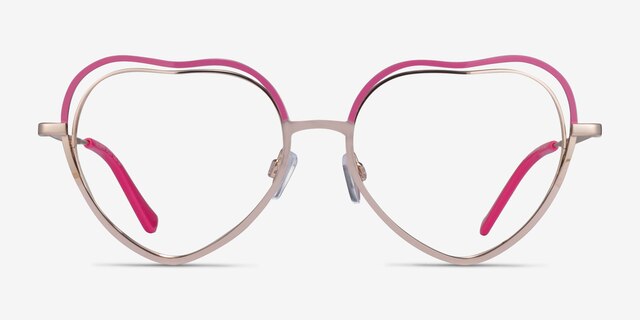 Philomena Pink Shiny Gold MetalEyeglass Frames from EyeBuyDirect, Front View