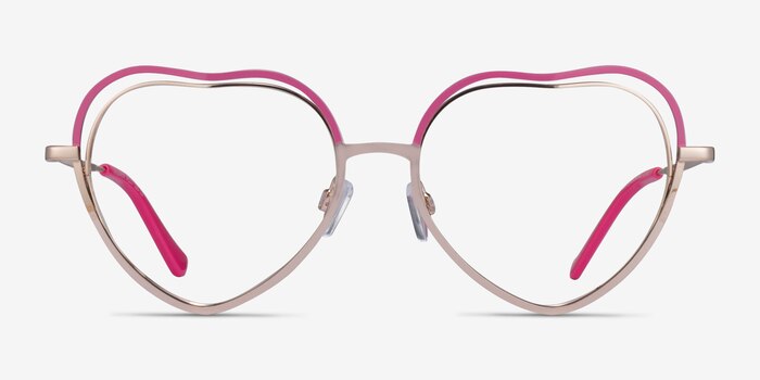 Philomena Pink Shiny Gold Metal Eyeglass Frames from EyeBuyDirect