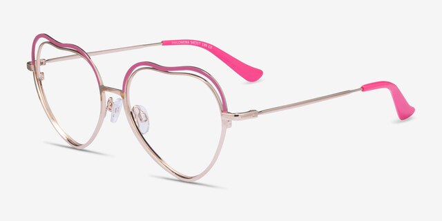 Philomena Pink Shiny Gold MetalEyeglass Frames from EyeBuyDirect, Angle View