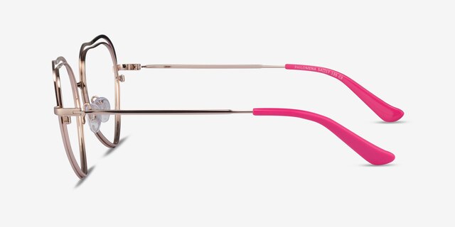 Philomena Pink Shiny Gold MetalEyeglass Frames from EyeBuyDirect, Side View