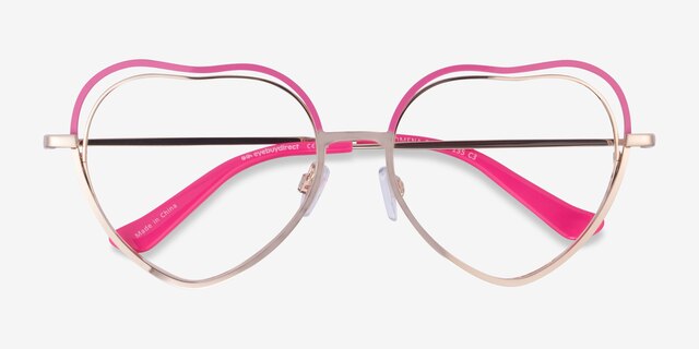 Philomena Pink Shiny Gold MetalEyeglass Frames from EyeBuyDirect, Closed View