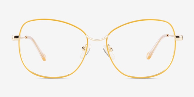 Maude Yellow Gold MetalEyeglass Frames from EyeBuyDirect, Front View